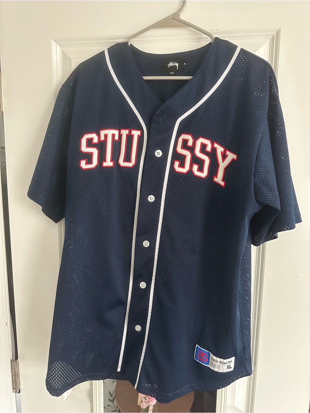 Stussy Men’s Mesh Baseball Jersey - Navy
